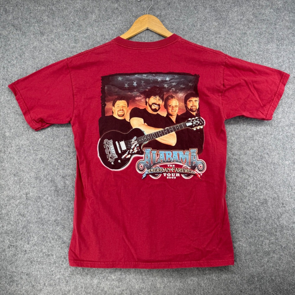 Vintage Alabama T-Shirt Mens M Red American Farewell Tour 2003 Concert Tee